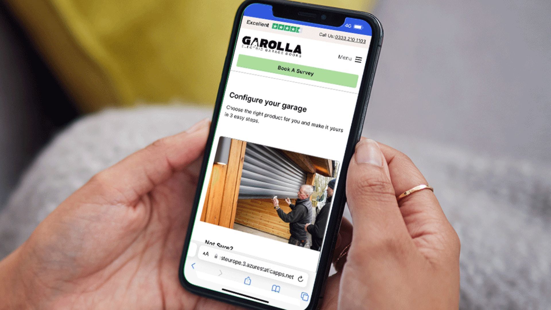 Garolla garage door shopper using online roller door builder on their phone