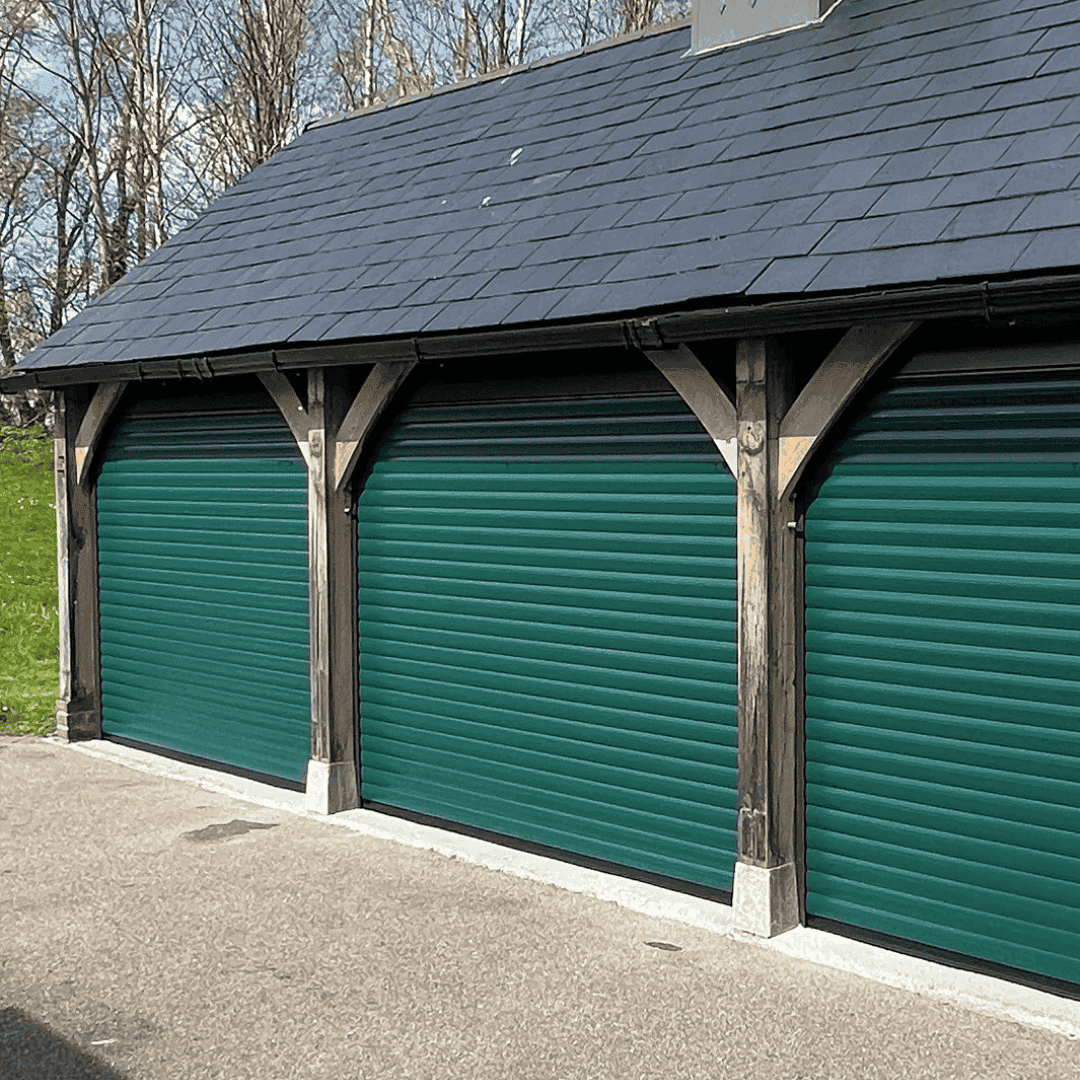 Garolla green roller door on a carport